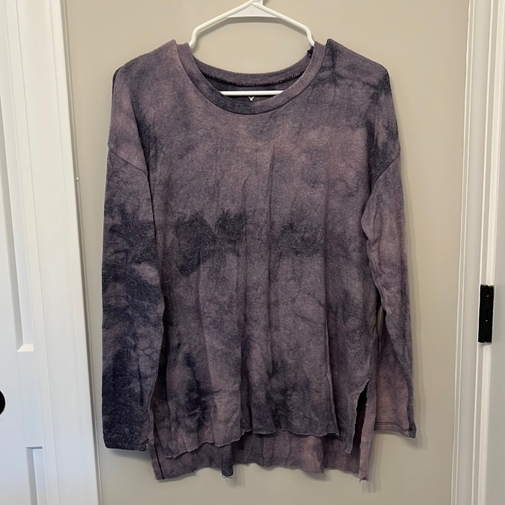 AEO Soft & Sexy Plush Purple Tie Dye Pullover Top